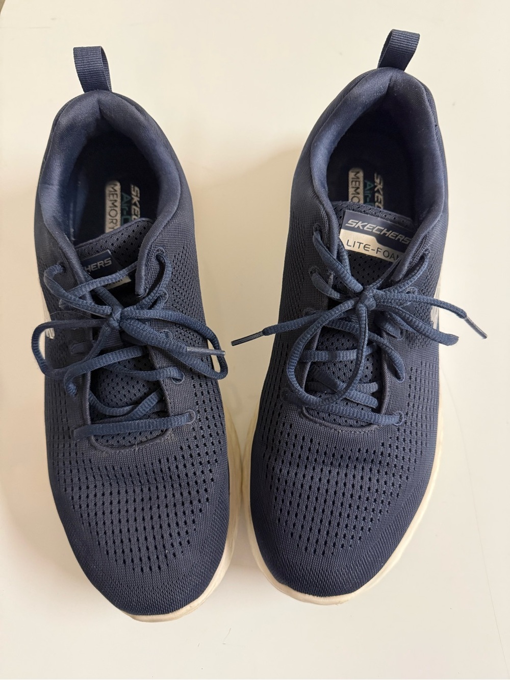 Skechers Men's Navy Knit Lite-Foam Athletic Sneakers